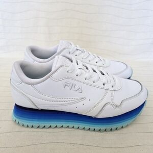 FILA Womens Orbit White Platform Blue Striped Sole Retro Shoes Sneakers Size 7.5